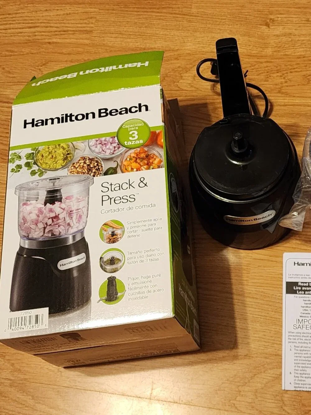 Hamilton Beach 3-Cup Stack & Press Food Chopper- Black